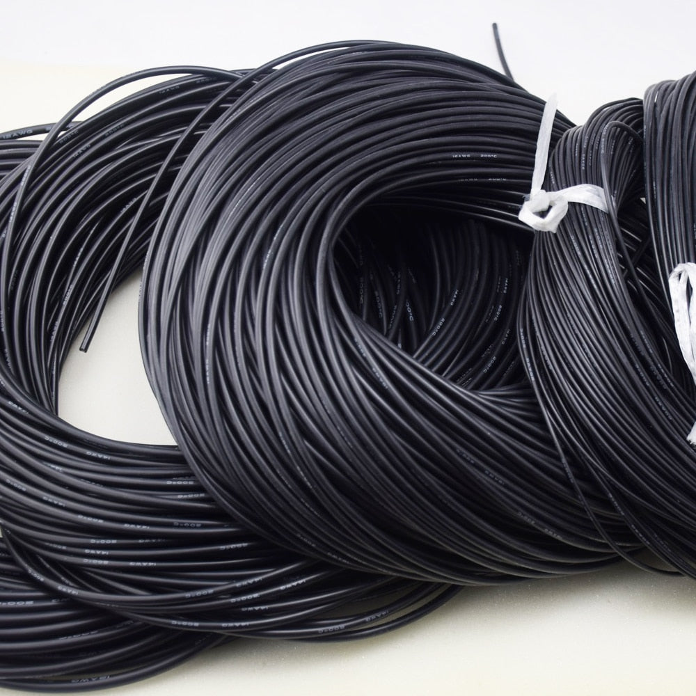 12-20 AWG 50m Gauge Silicone Wire #M Flexible Stranded Copper Cable For RC Black