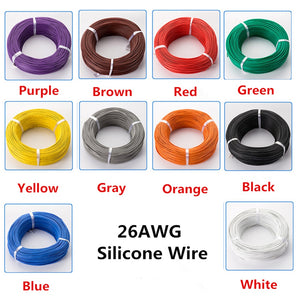 1 Meter 26 AWG Flexible Silicone Wire RC Cable 26AWG 30/0.08TS OD 1.5mm Tinned Copper Wire