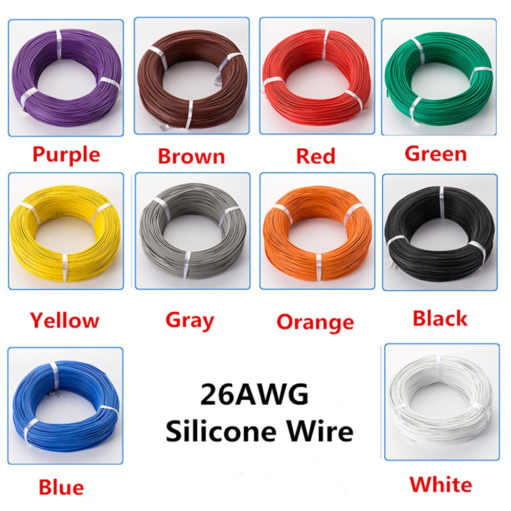 1 Meter 26 AWG Flexible Silicone Wire RC Cable 26AWG 30/0.08TS OD 1.5mm Tinned Copper Wire